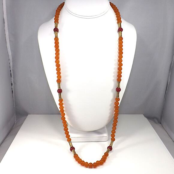 Vintage Anne Klein for Accessocraft Necklace Beaded Early 1970s Art Glass - Picture 9 of 10